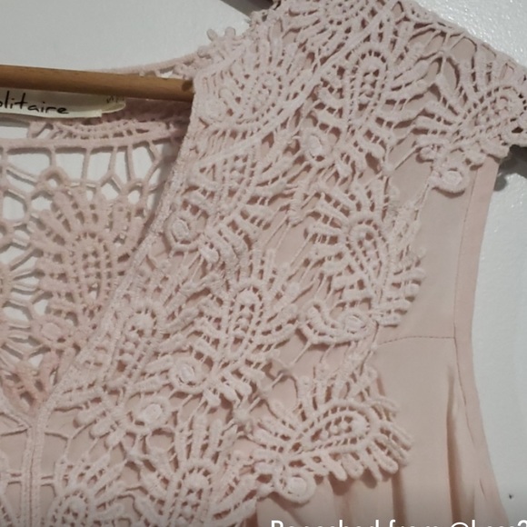 Solitaire Pink Lace Top Short Sleeve Blouse Size S - Picture 2 of 10